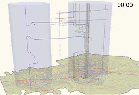 Space-time paths represented in GIS